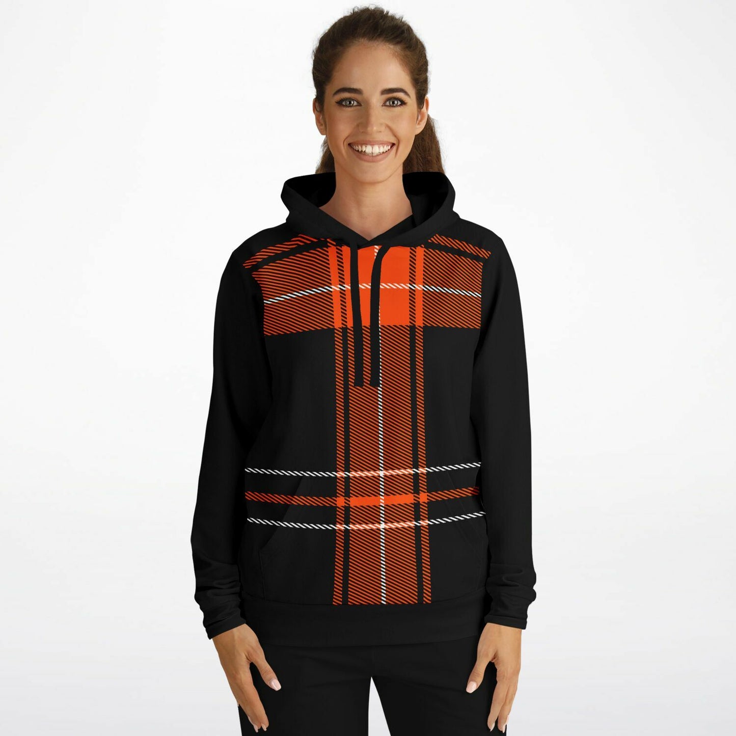 Black and Orange Plaid Hoodie