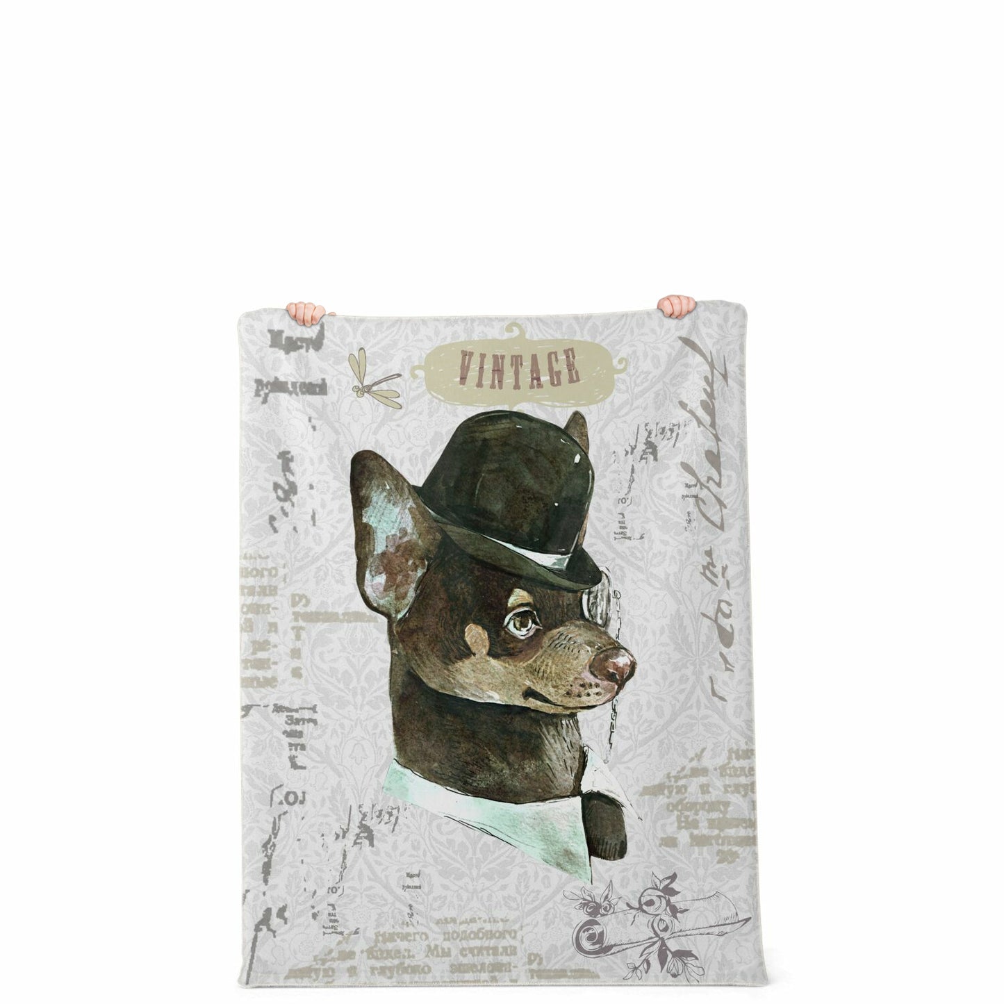 Vintage Dog 4 Premium Microfleece Blanket