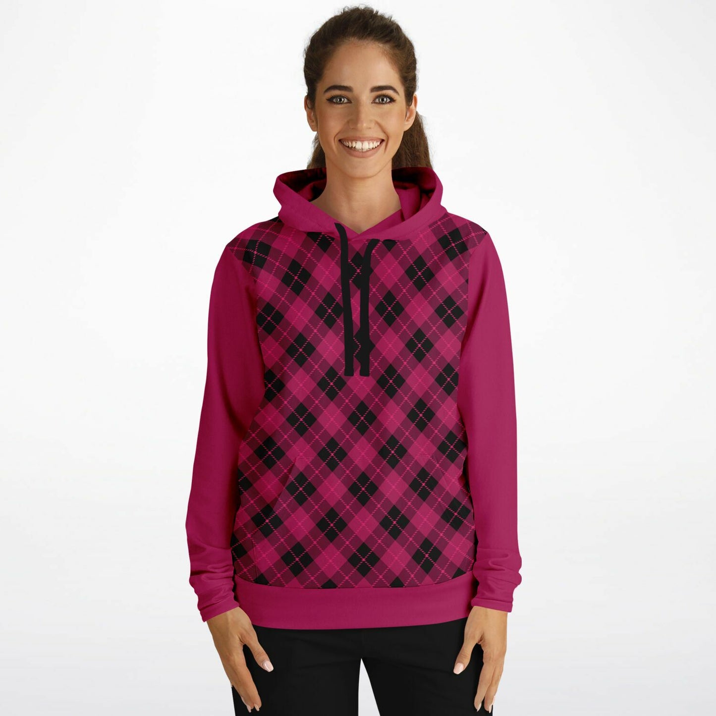 Crimson Black Plaid Hoodie