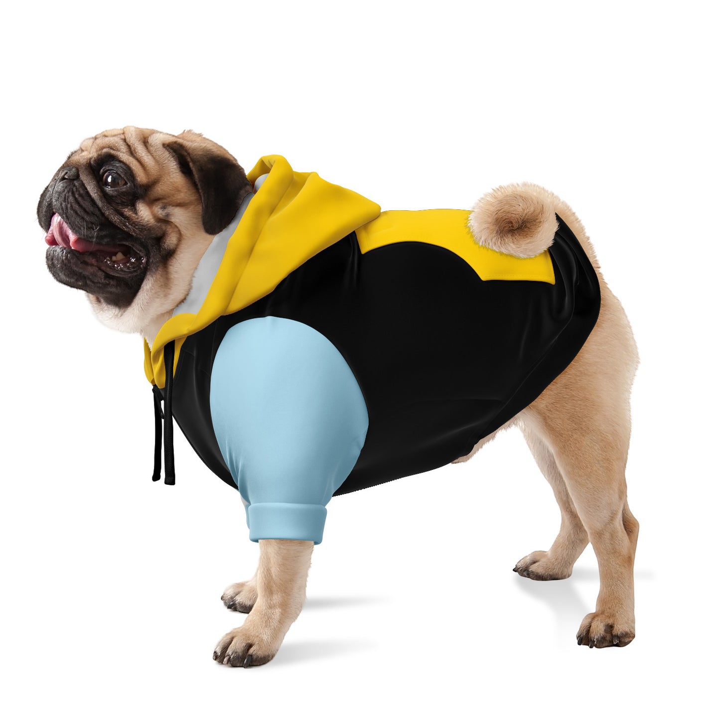 Dog Zip-Up Hoodie Block Black Yellow Blue