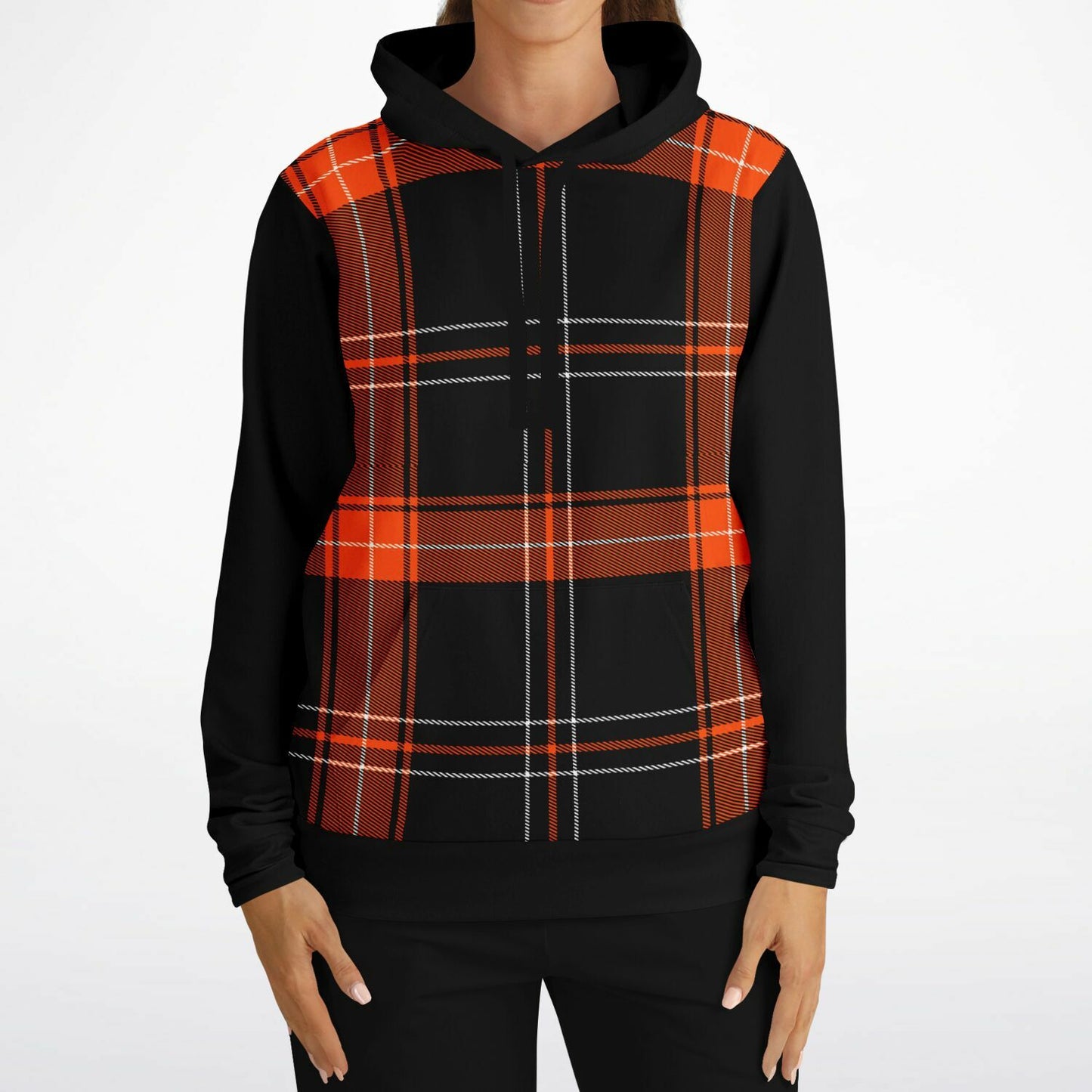 Black and Orange Tartan Hoodie