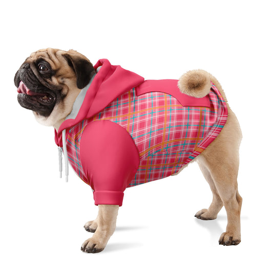 Summer Plaid in Pink Dog Zip-Up Hoodie