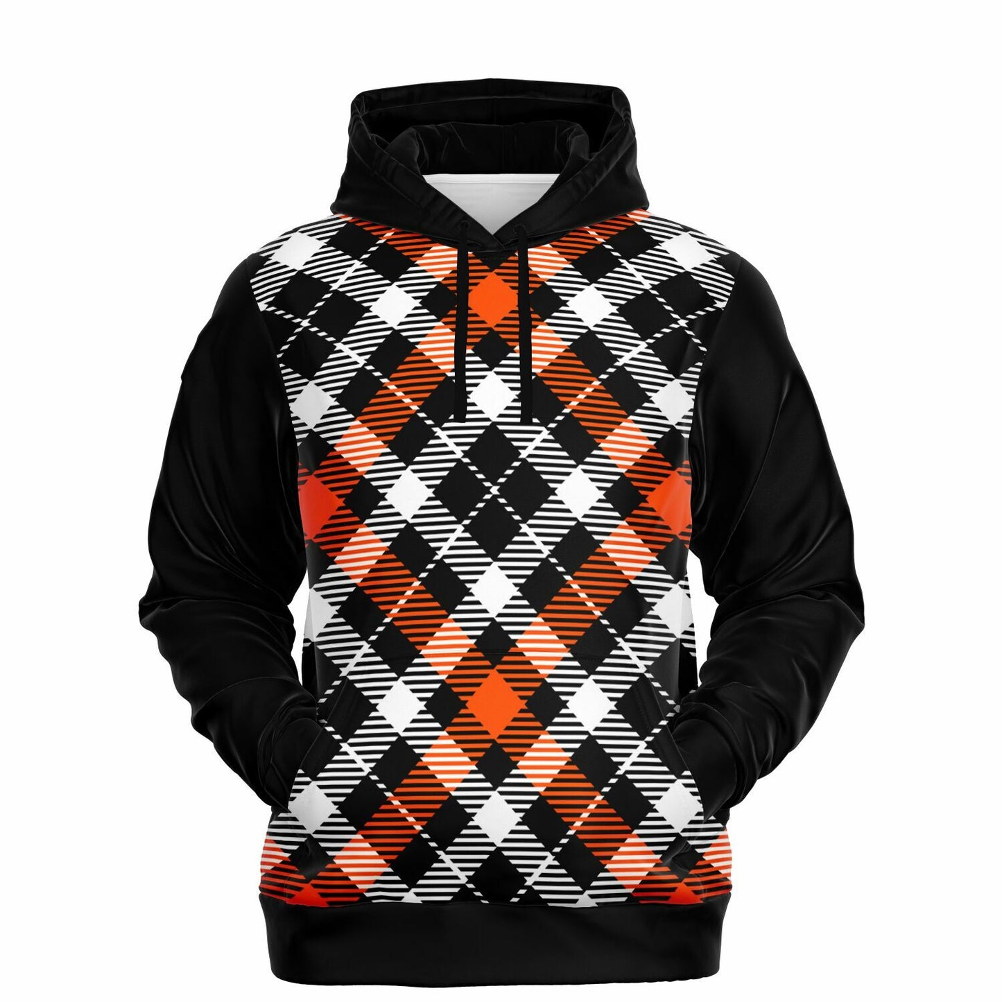 White Orange Black Plaid Hoodie