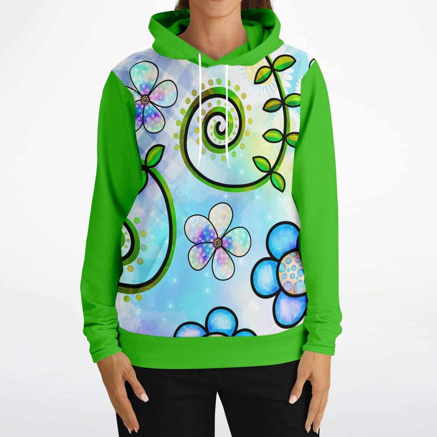 Fantasy Floral With Green Hoodie