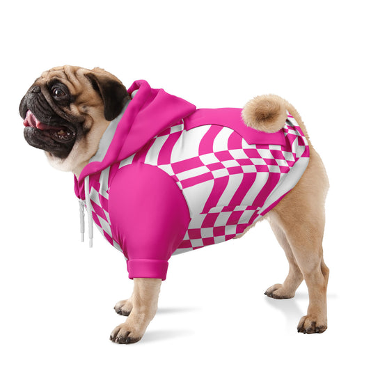 Pink Warp Checkers Dog Zip-Up Hoodie