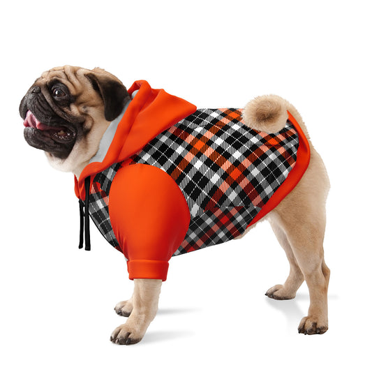 Orange Black And White Plaid Dog Zip-Up Hoodie