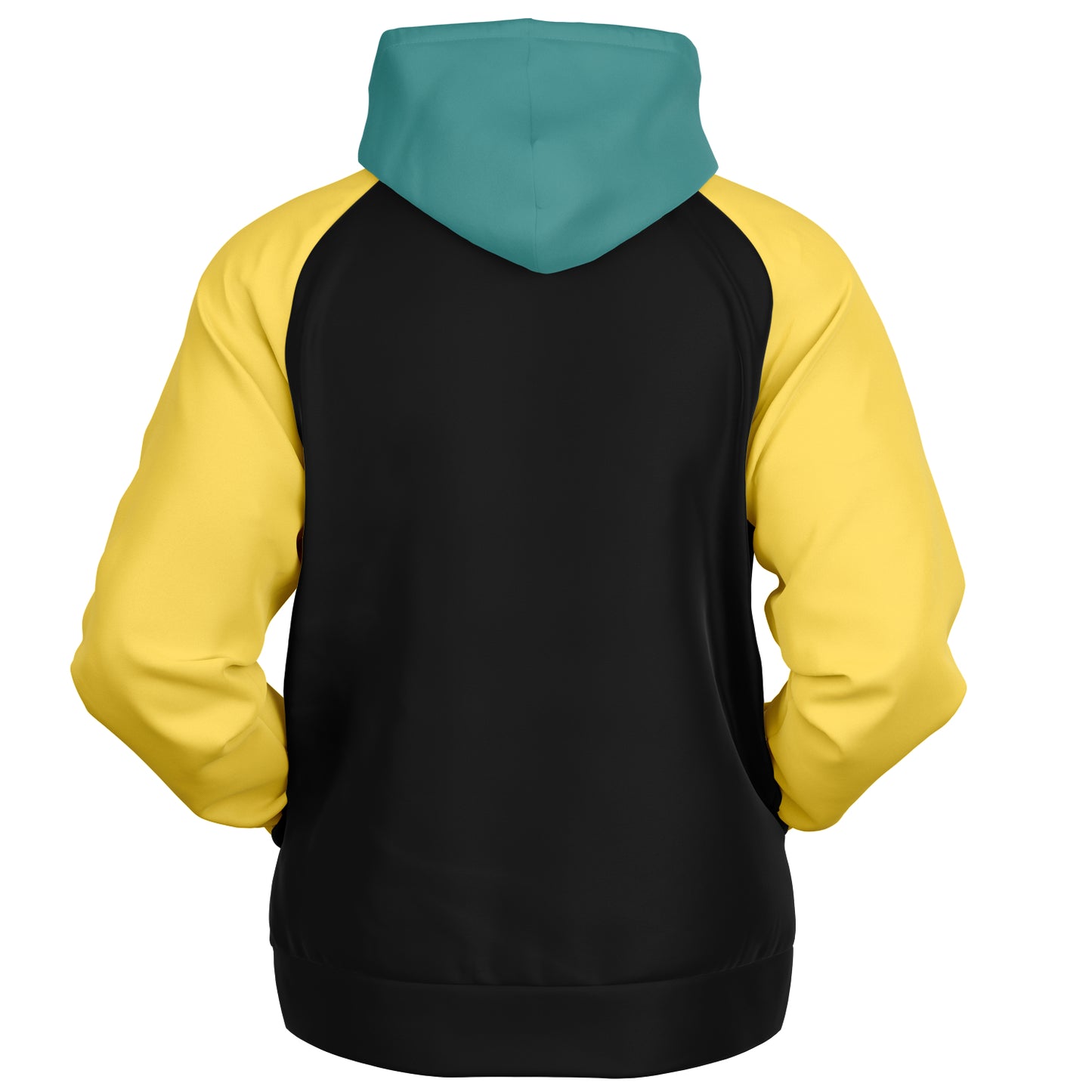 Raglan Hoodie Black Blue Mustard