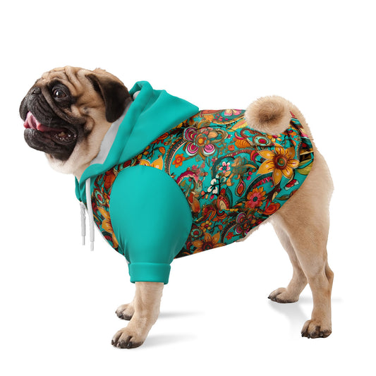 Teal Vintage Tatoo  Dog Zip-Up Hoodie