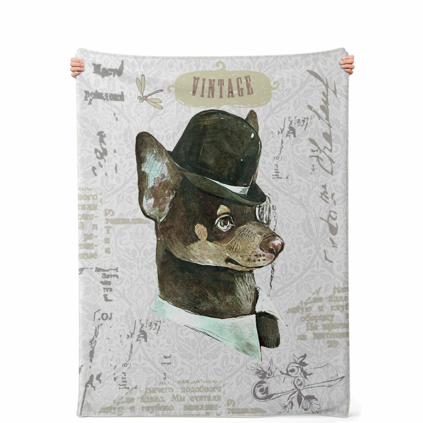 Vintage Dog 4 Premium Microfleece Blanket