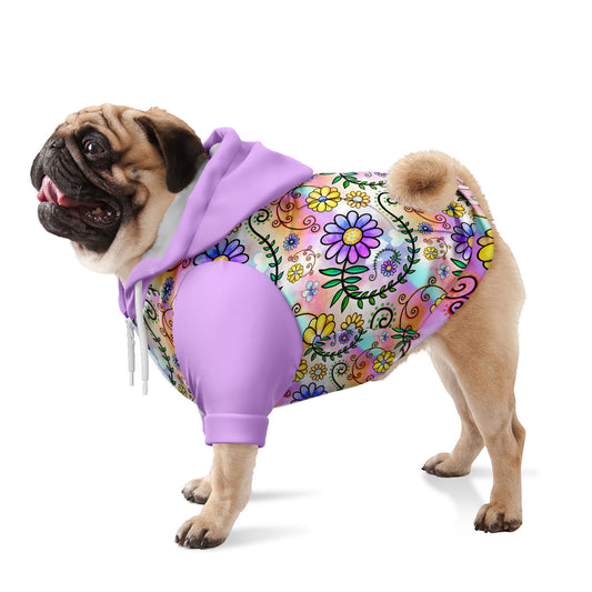 Floral On Lavender Dog Zip-Up Hoodie