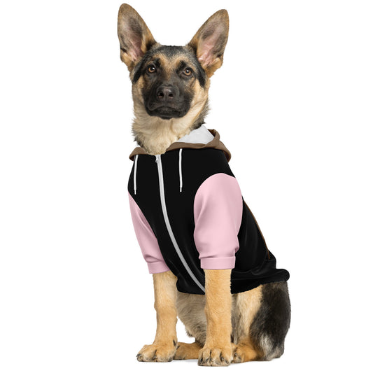 Dog Zip-Up Hoodie Black Pink Taupe