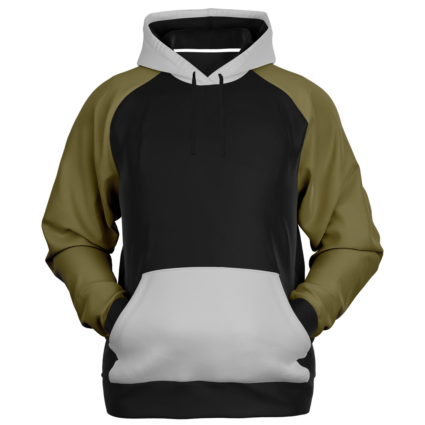 Raglan Hoodie Block Black Olive Beige