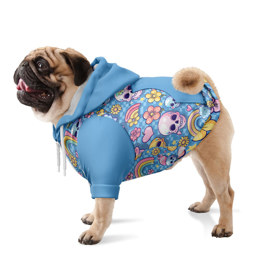 Kawaii Sculls and Rainbows Dog Zip-Up Hoodie