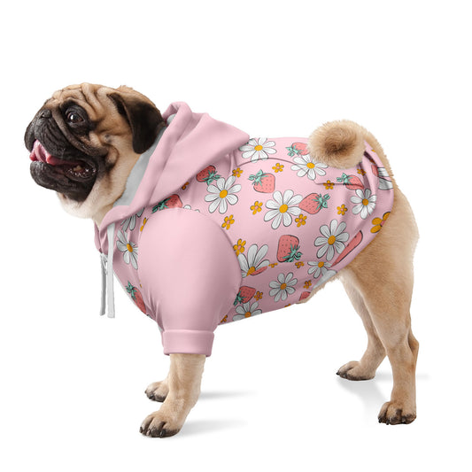 Srawberries and Daisies Dog Zip-Up Hoodie