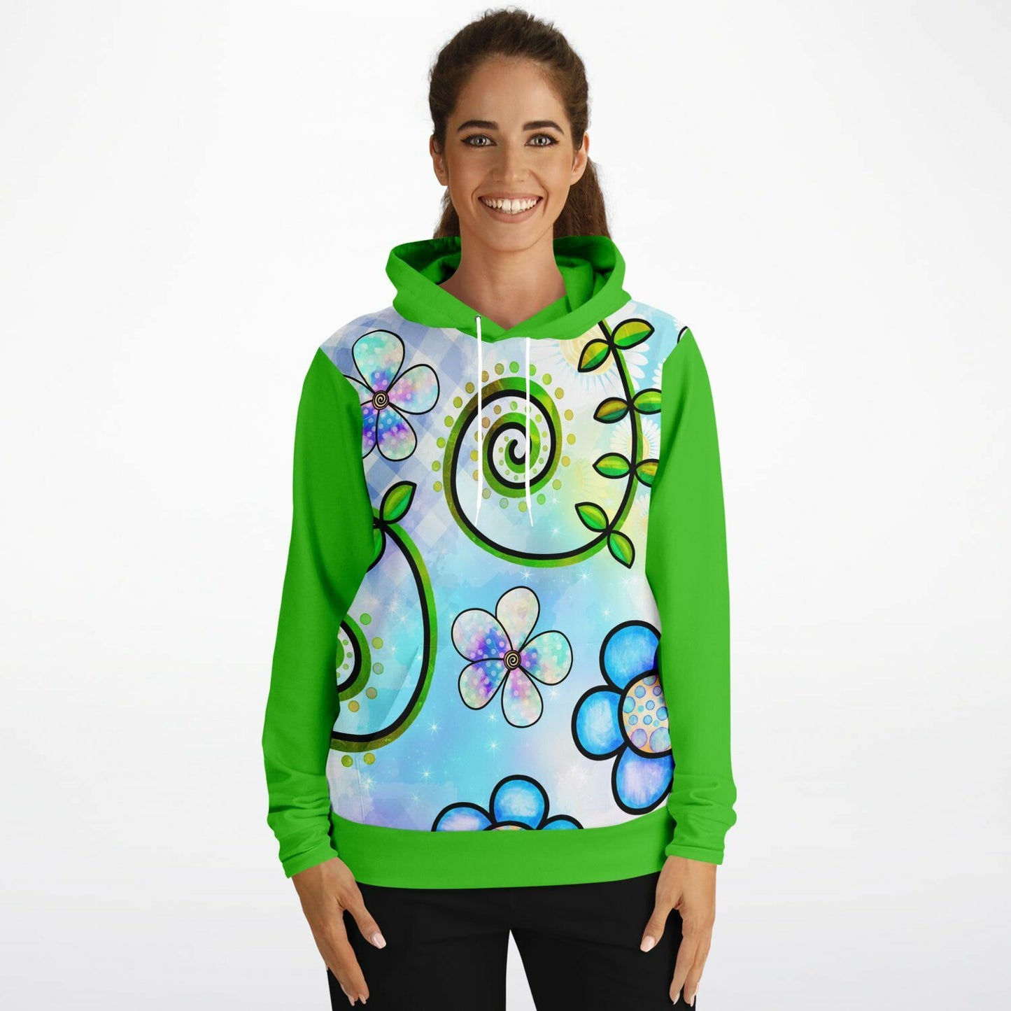 Fantasy Floral With Green Hoodie