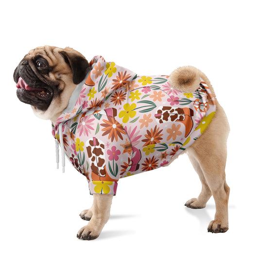 Cowgirl Boots and Flowers Dog Zip-Up Hoodie