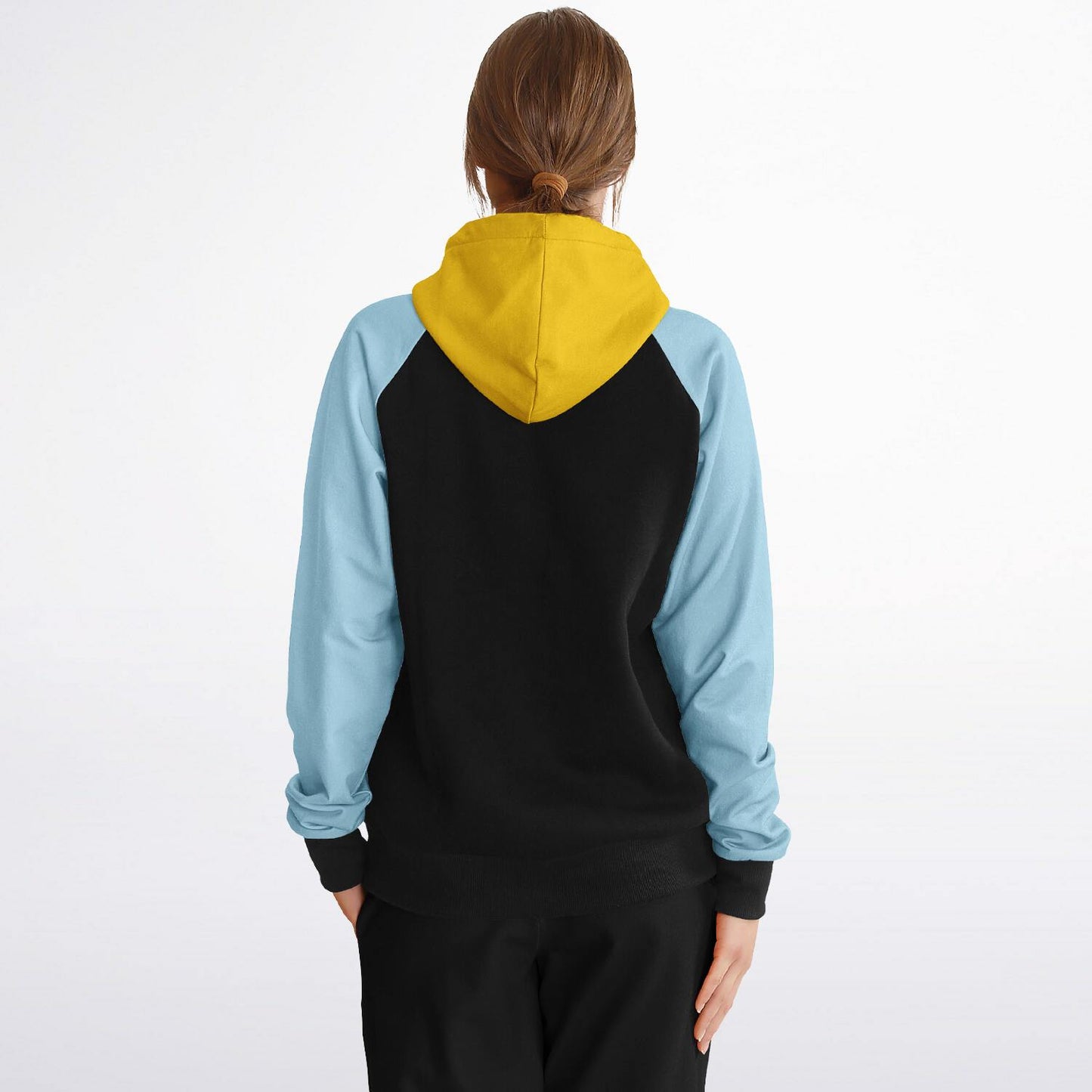 Raglan Hoodie Colour Block Black Yellow Blue