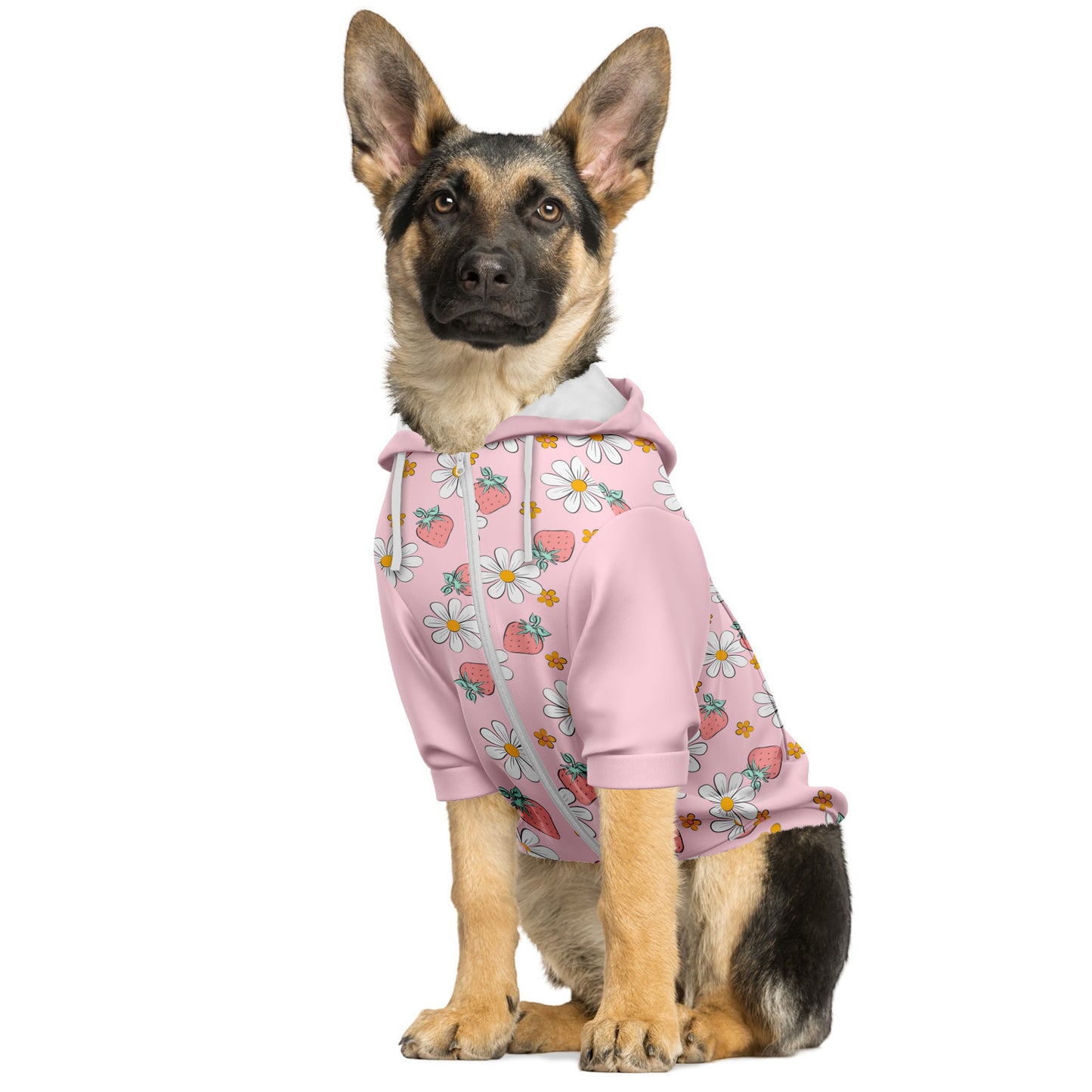 Srawberries and Daisies Dog Zip-Up Hoodie