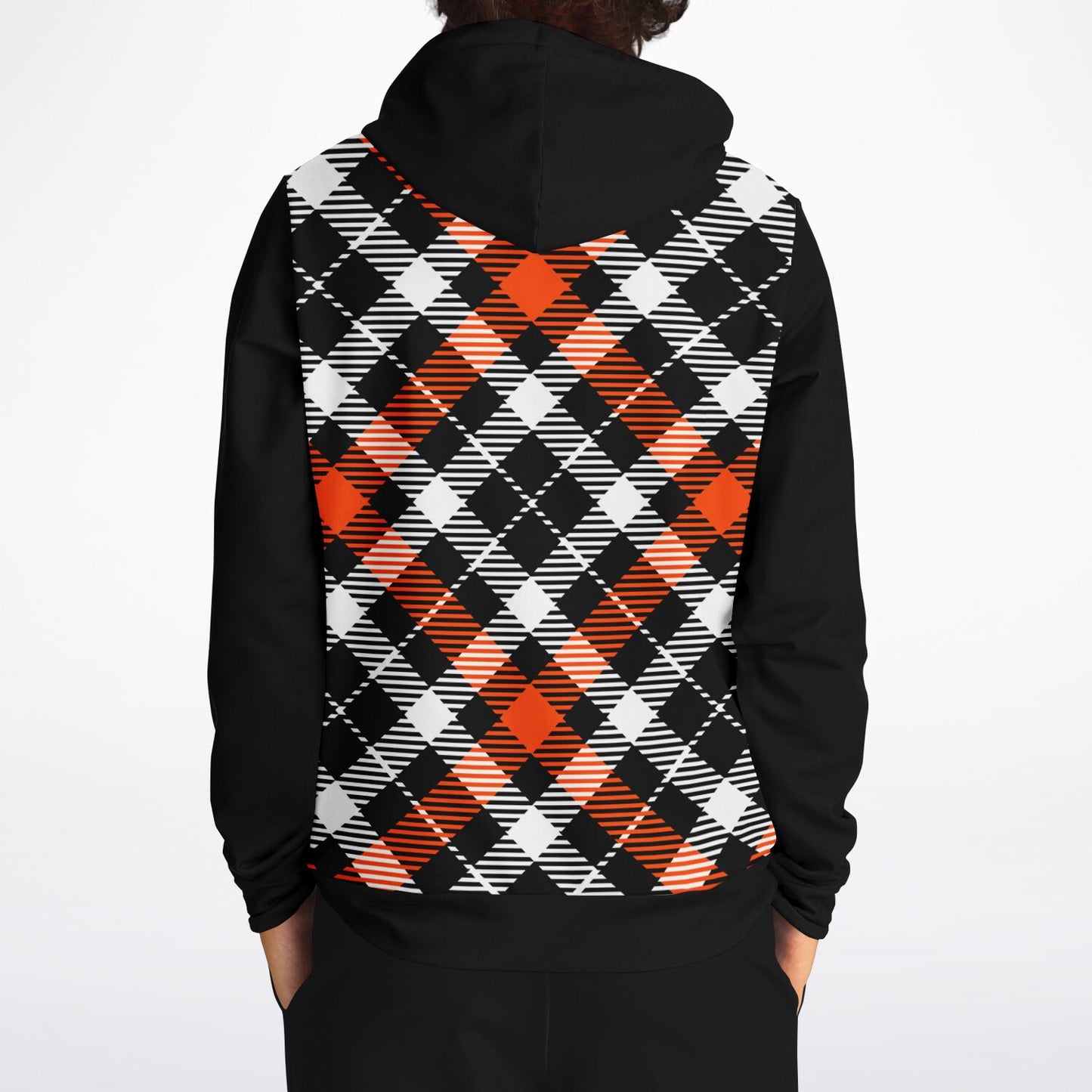 White Orange Black Plaid Hoodie