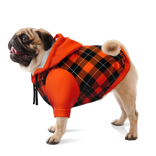 Orange & Black Plaid Dog Zip-Up Hoodie