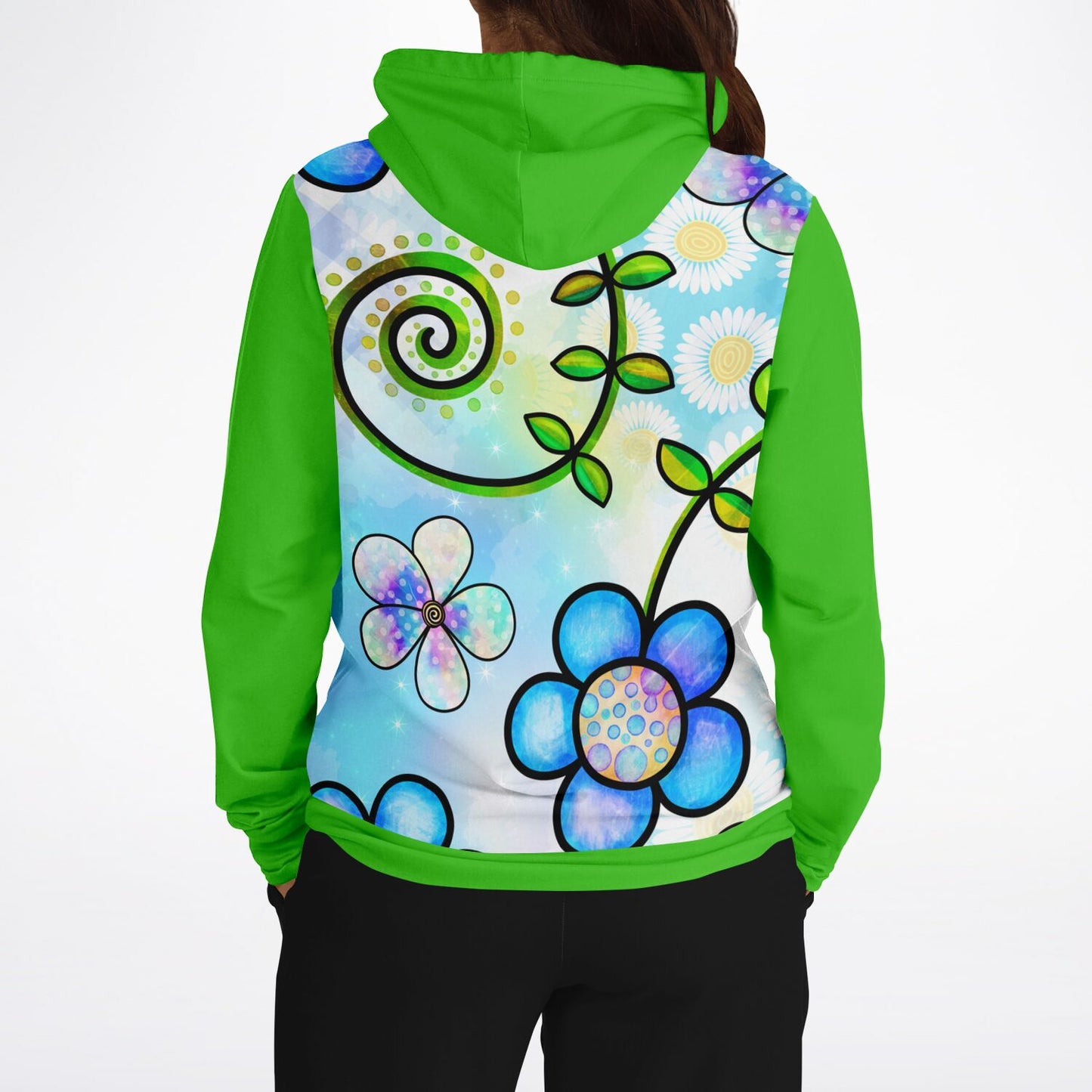 Fantasy Floral With Green Hoodie