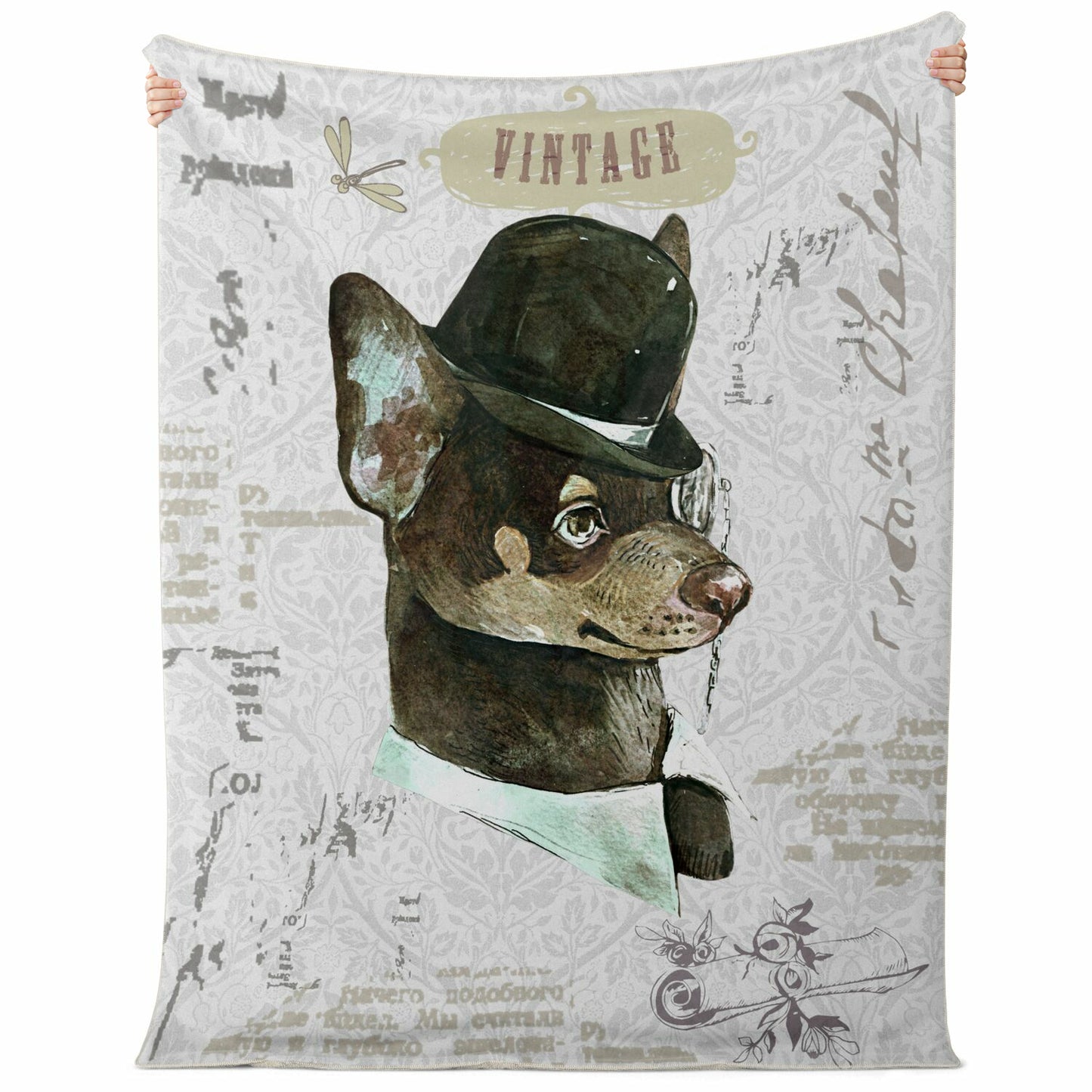 Vintage Dog 4 Premium Microfleece Blanket