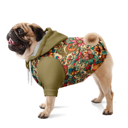 Vintage Tatoo Olive Dog Zip-Up Hoodie