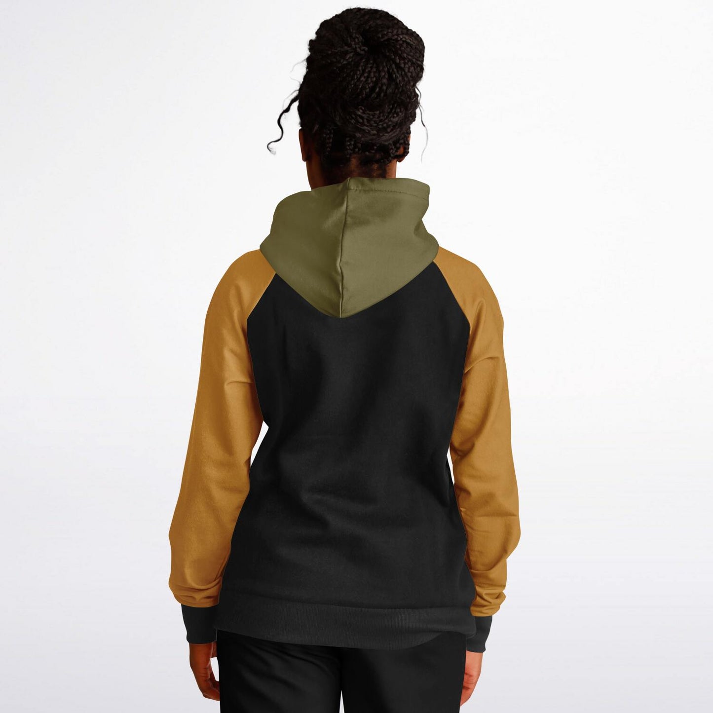 Raglan Hoodie Block Black Olive Caramel