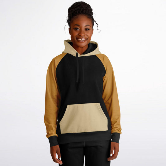 Raglan Hoodie Block Black Caramel Beige