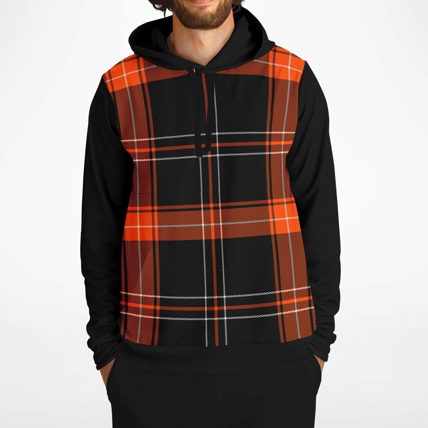 Black and Orange Tartan Hoodie