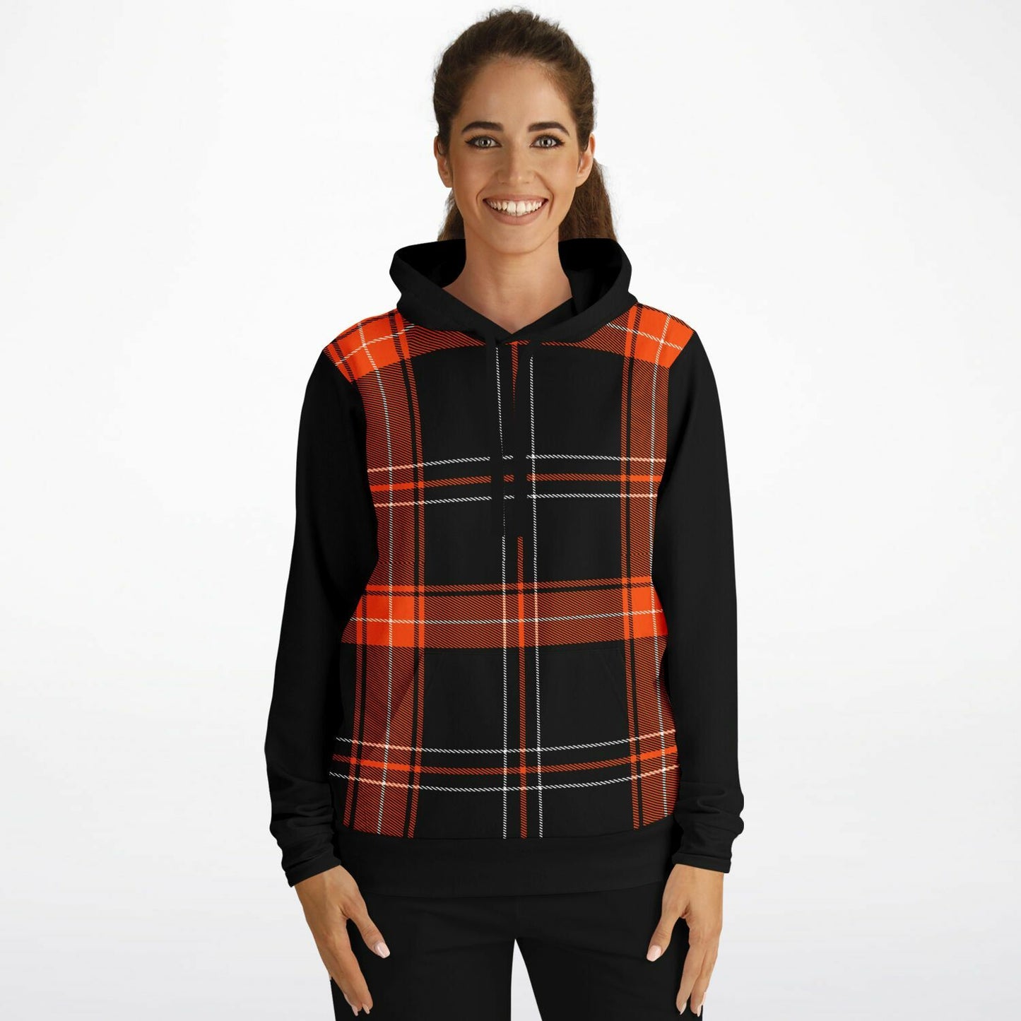 Black and Orange Tartan Hoodie