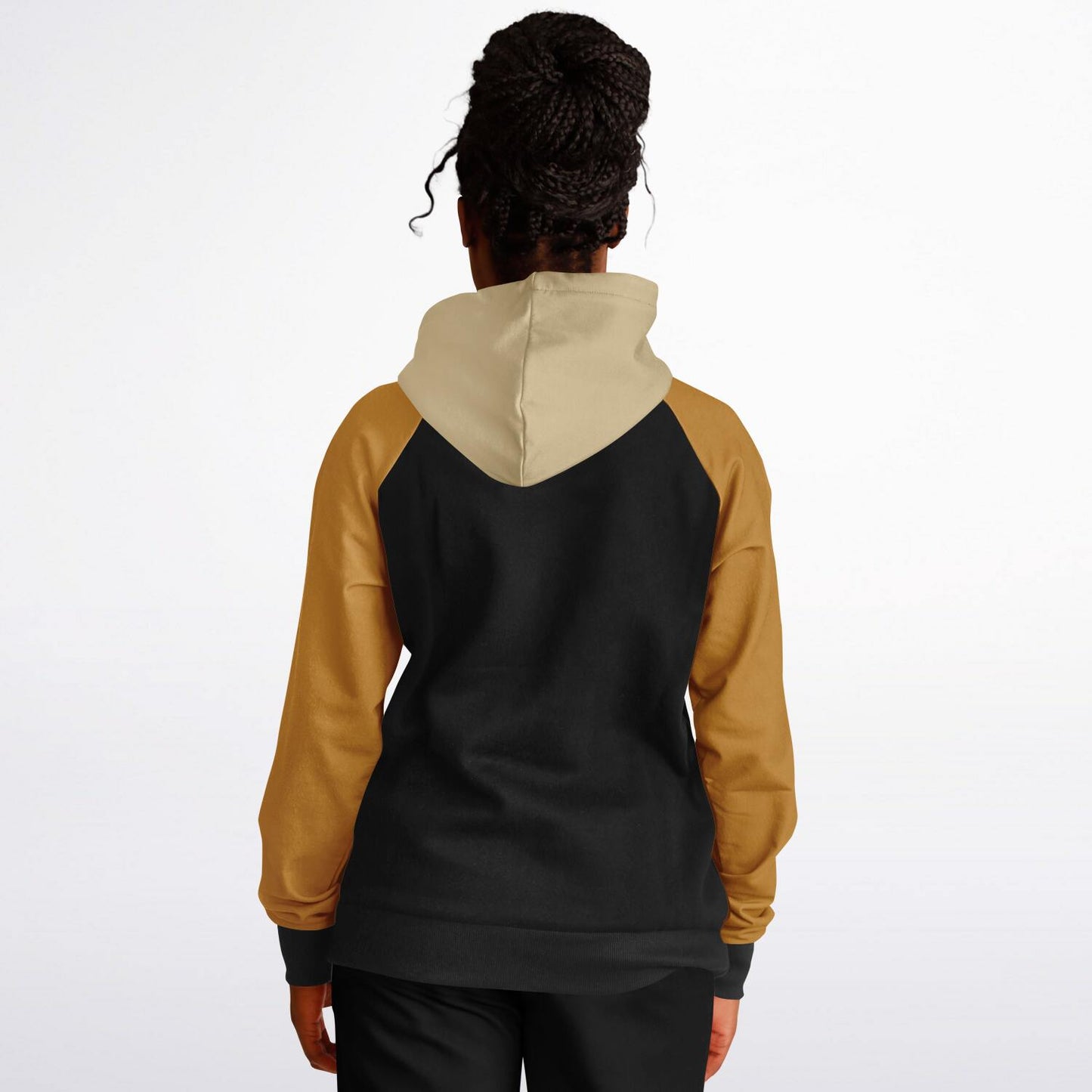 Raglan Hoodie Block Black Caramel Beige