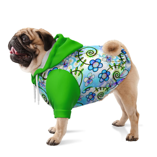 Fantasy Floral In Green Dog Zip-Up Hoodie