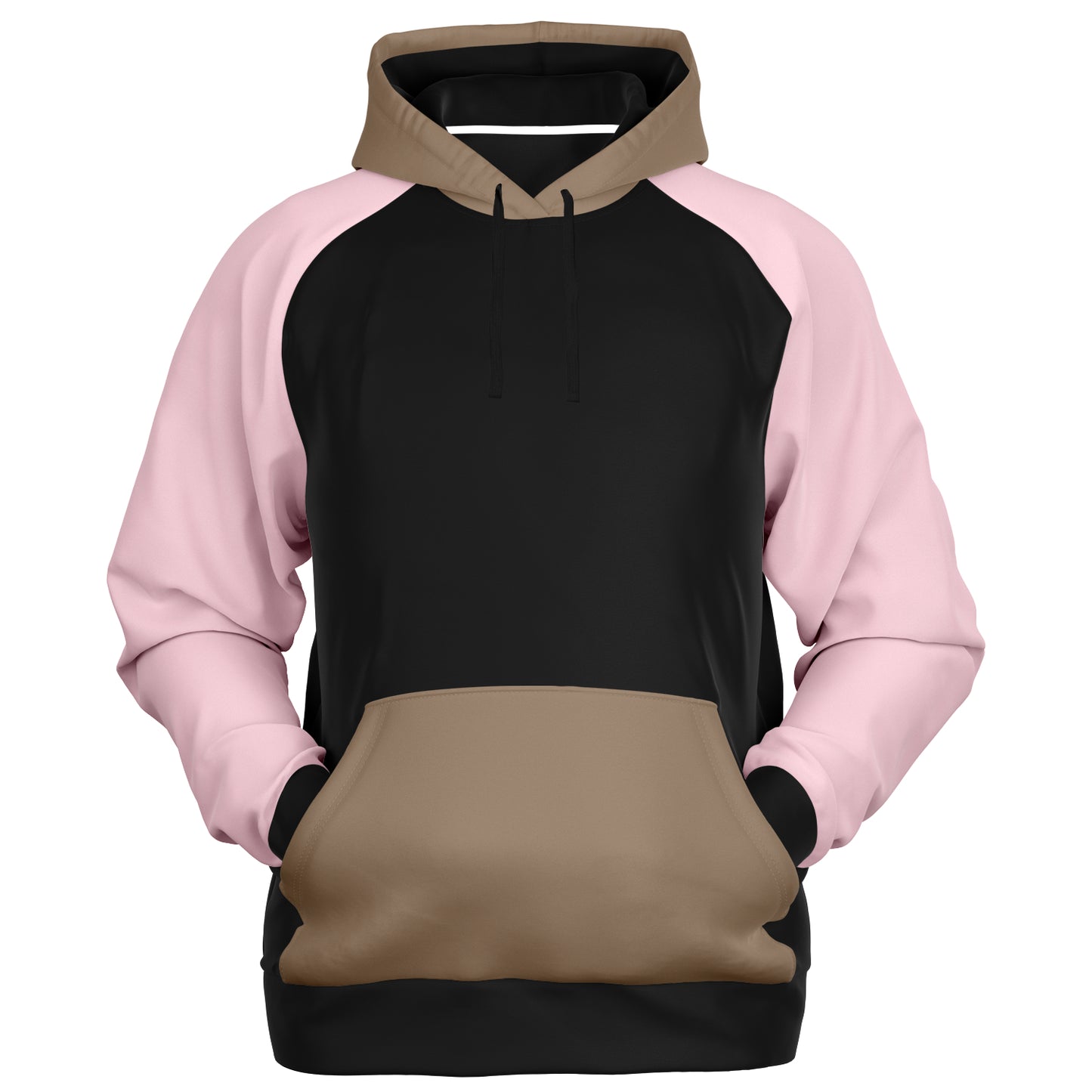 Raglan Hoodie Block Black Taupe Pink