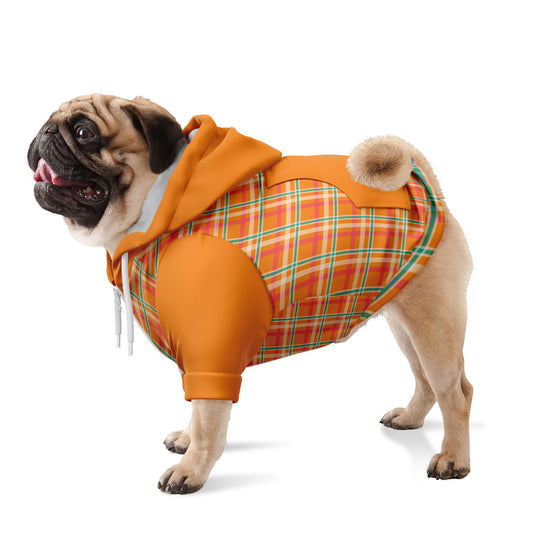 Summer Plaid In Orange Dog Zip-Up Hoodie