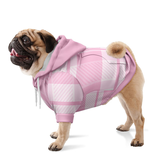 Pale Pink Plaid Dog Zip-Up Hoodie